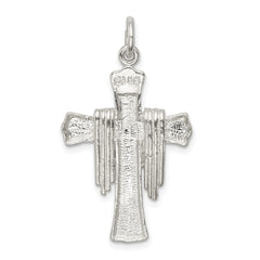 Sterling Silver 925 Draped Cross Charm with Polished Anti-Tarnish Finish