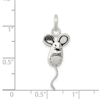 Elegant 925 Sterling Silver Rhodium-Plated Mouse Charm with Polished Finish
