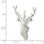 Sterling Silver 925 Men's Deer Head Pendant Polished Diamond-Cut Design