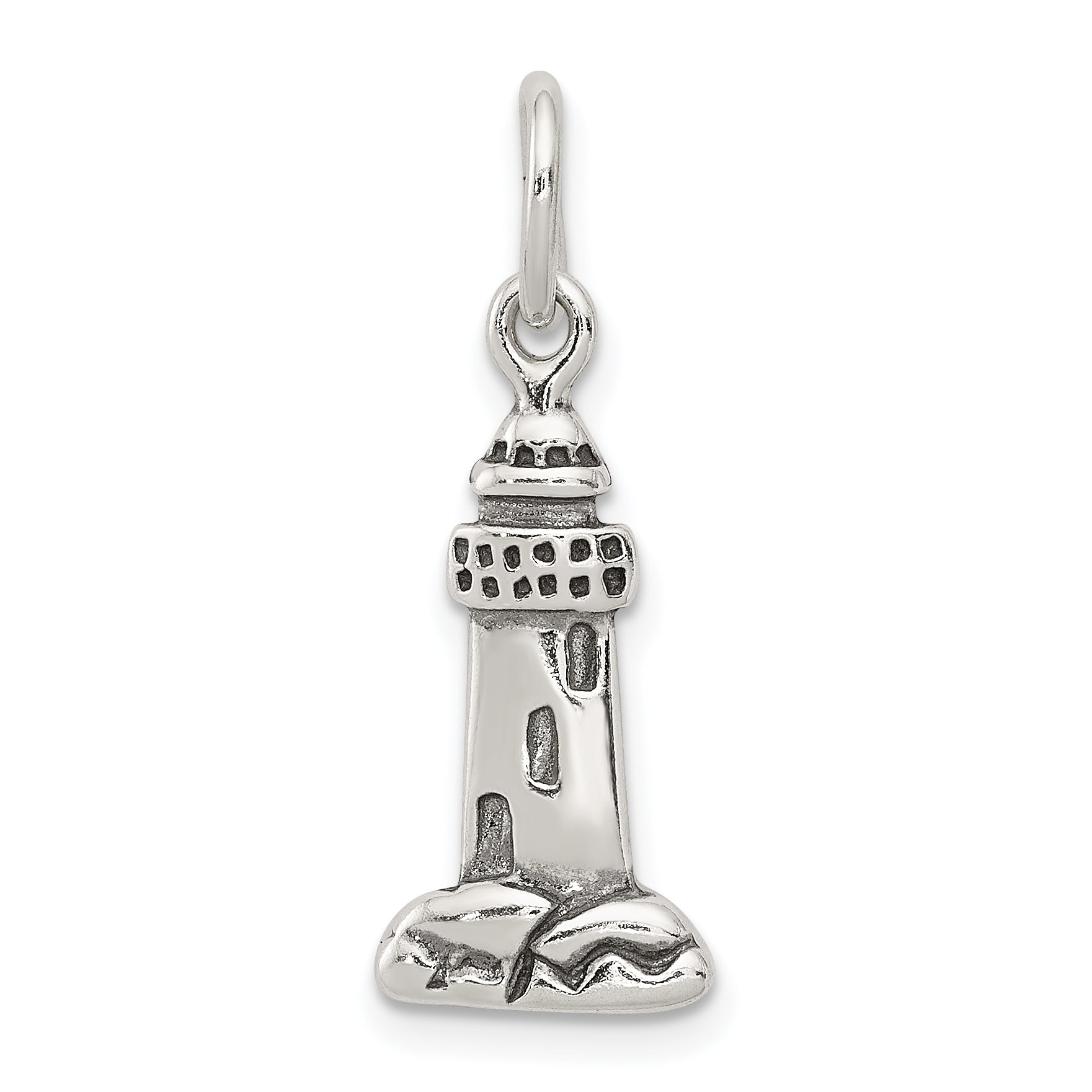Sterling Silver Antiqued Lighthouse Charm Main image