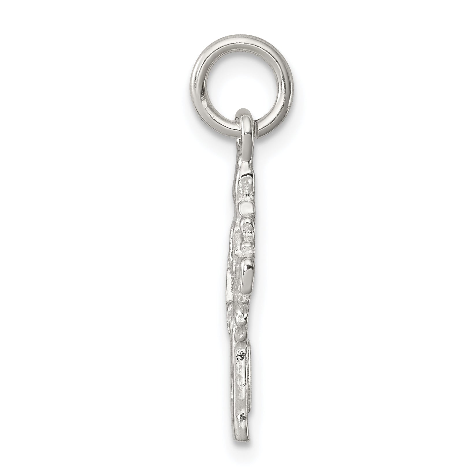Sterling Silver 925 Polished Dove Cross Charm with Anti-Tarnish Finish
