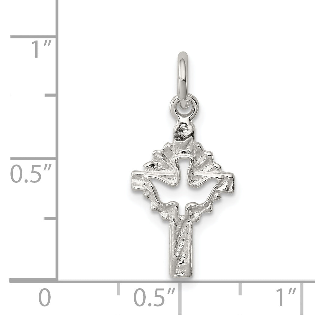 Dove Cross Charm in Sterling Silver