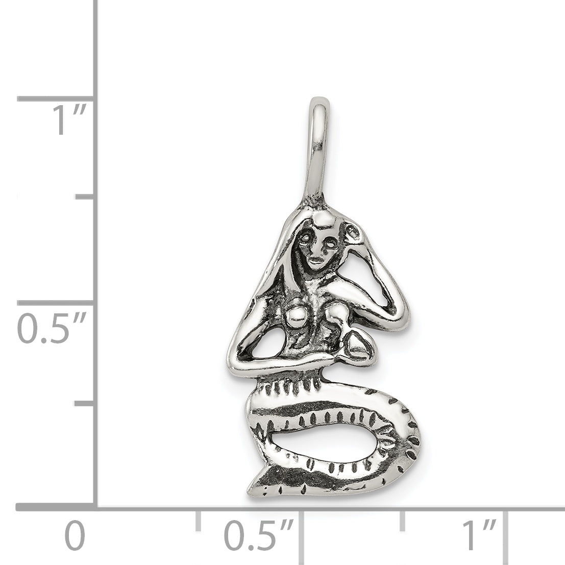 Sterling Silver 925 Antiqued Mermaid Pendant Vintage Inspired Jewelry