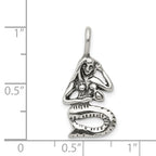 Sterling Silver 925 Antiqued Mermaid Pendant Vintage Inspired Jewelry