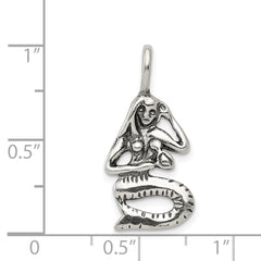 Sterling Silver 925 Antiqued Mermaid Pendant Vintage Inspired Jewelry