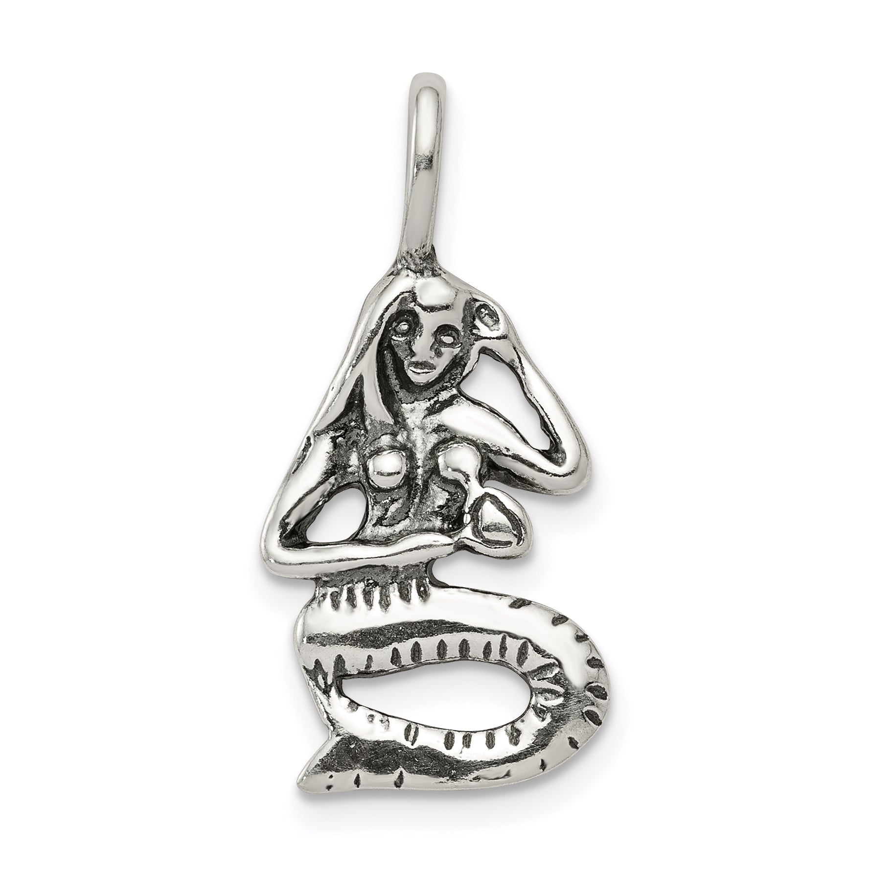 Sterling Silver Antiqued Mermaid Pendant Main image