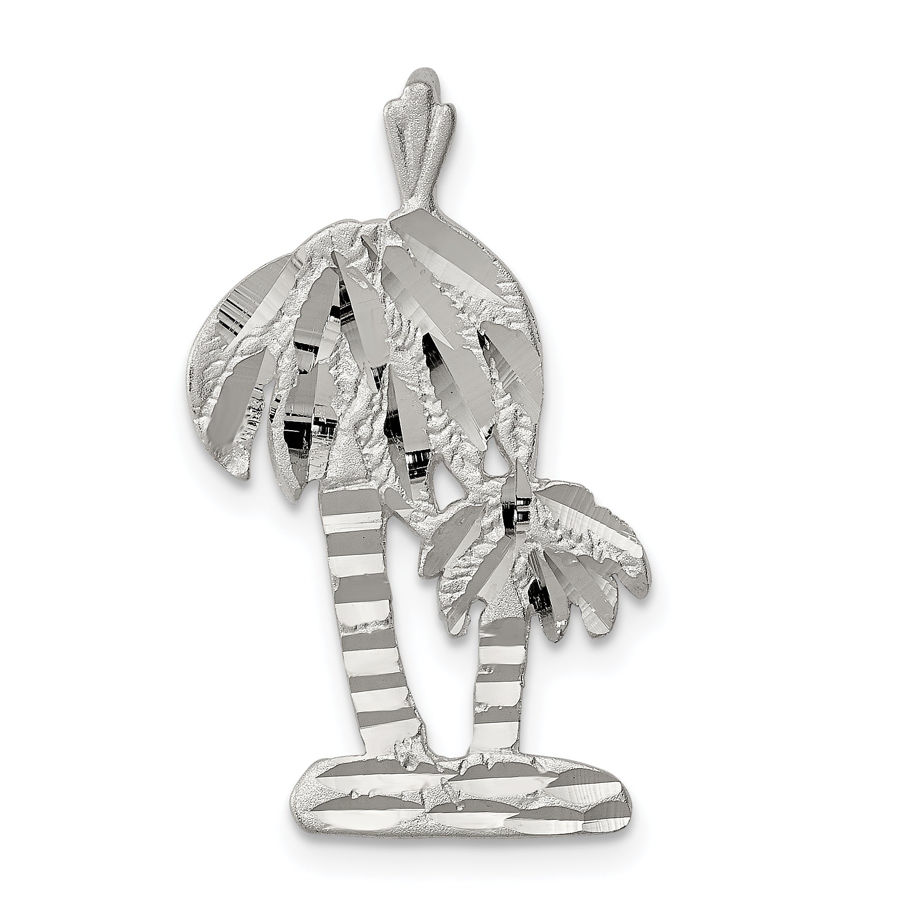 Sterling Silver Diamond Cut Palm Trees Pendant Charm Main image