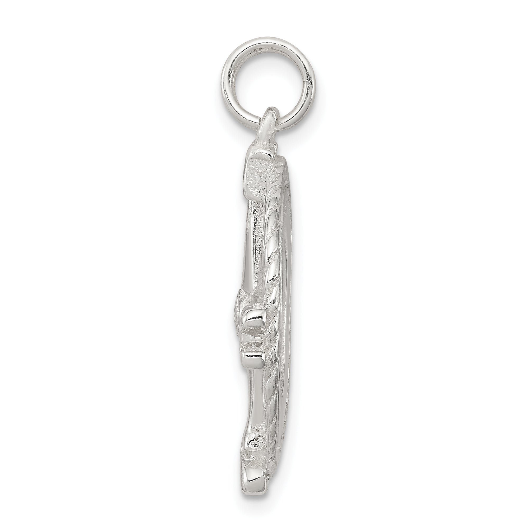 Sterling Silver 925 Men's Compass Charm with Rhodium Polished Finish Secondary image