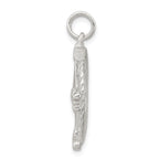 Sterling Silver 925 Men's Compass Charm with Rhodium Polished Finish