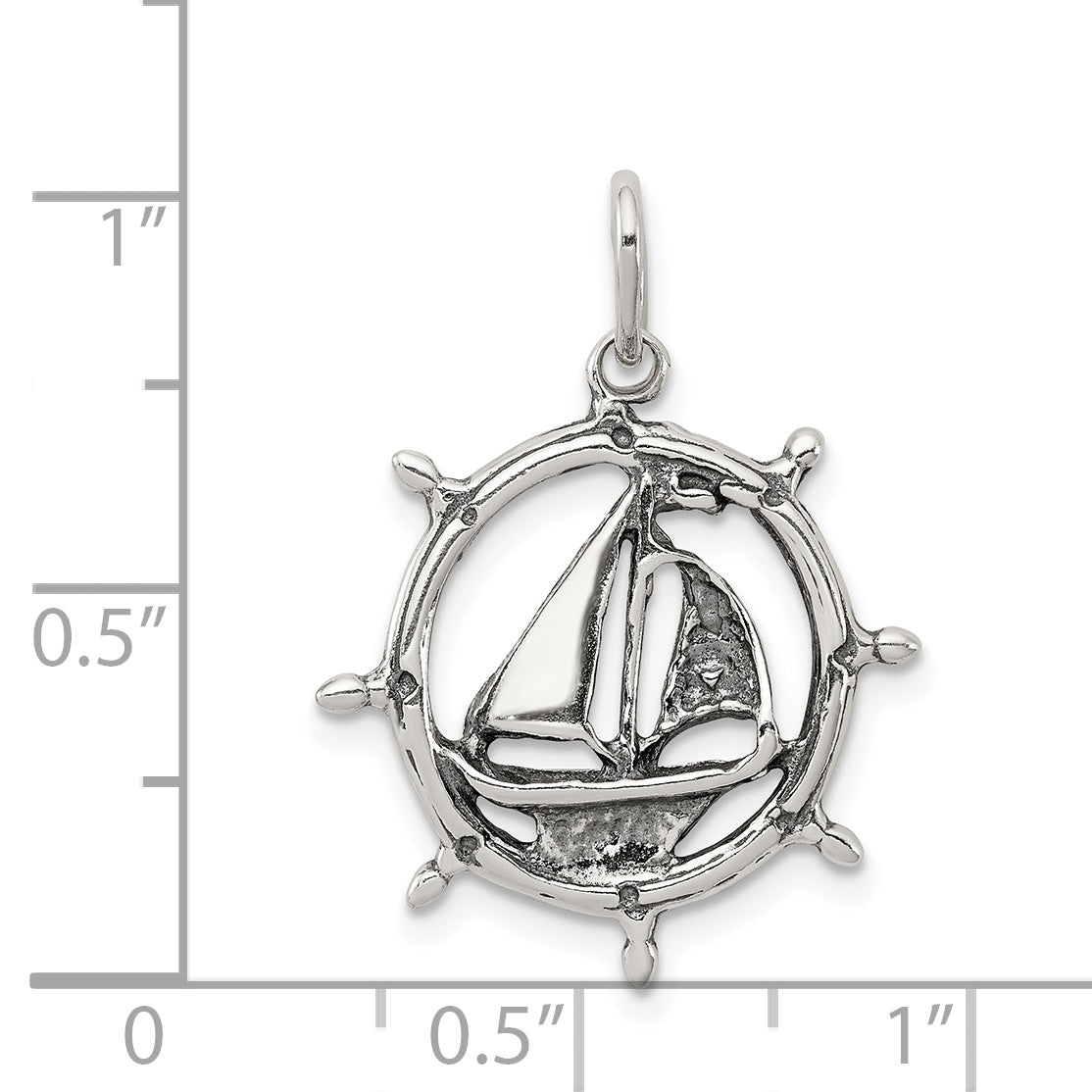 Sterling Silver 925 Men's Antiqued Sailboat Charm Pendant