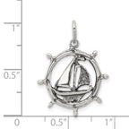 Sterling Silver 925 Men's Antiqued Sailboat Charm Pendant