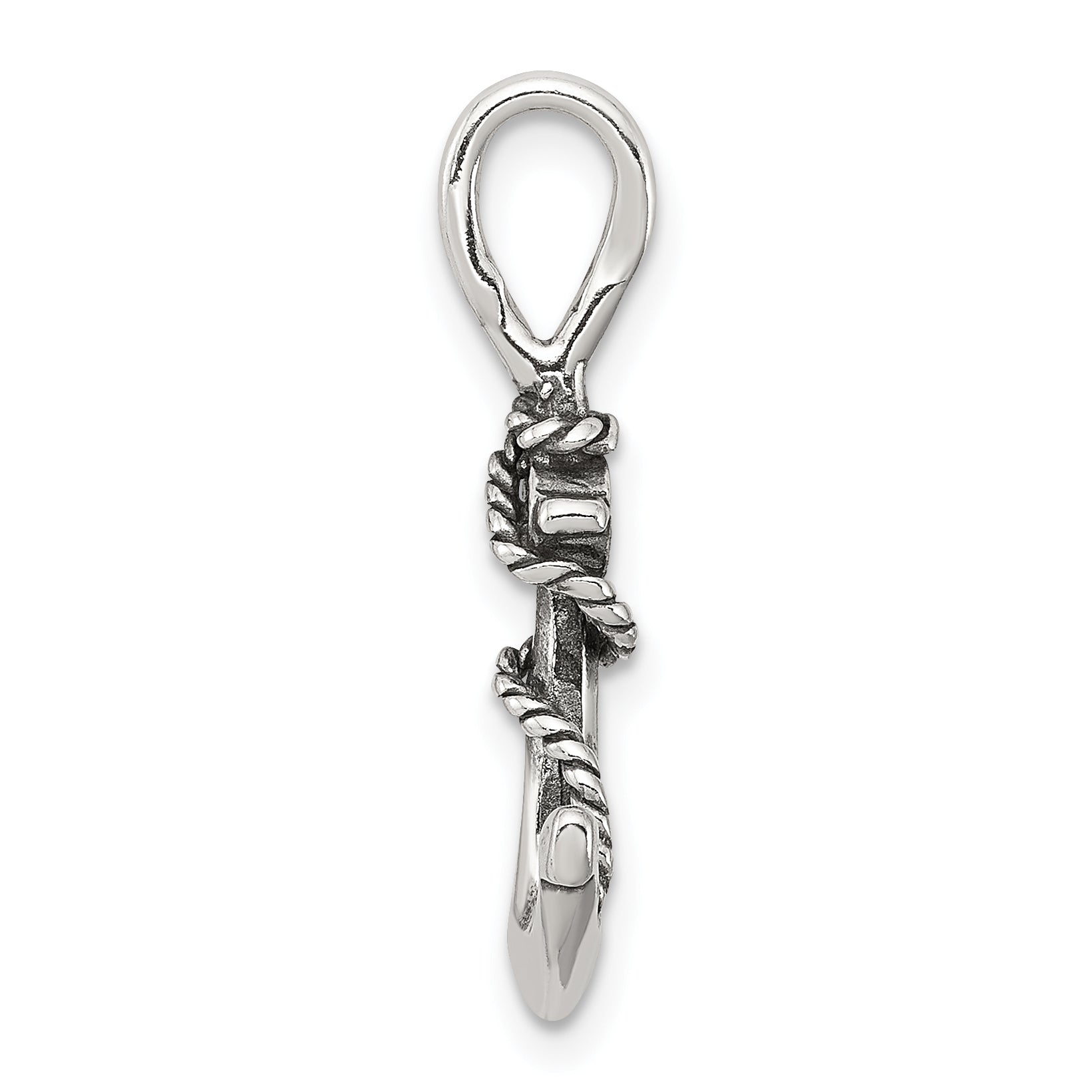 Sterling Silver 925 Anchor Rope Pendant with Antique Finish Vintage Charm Secondary image