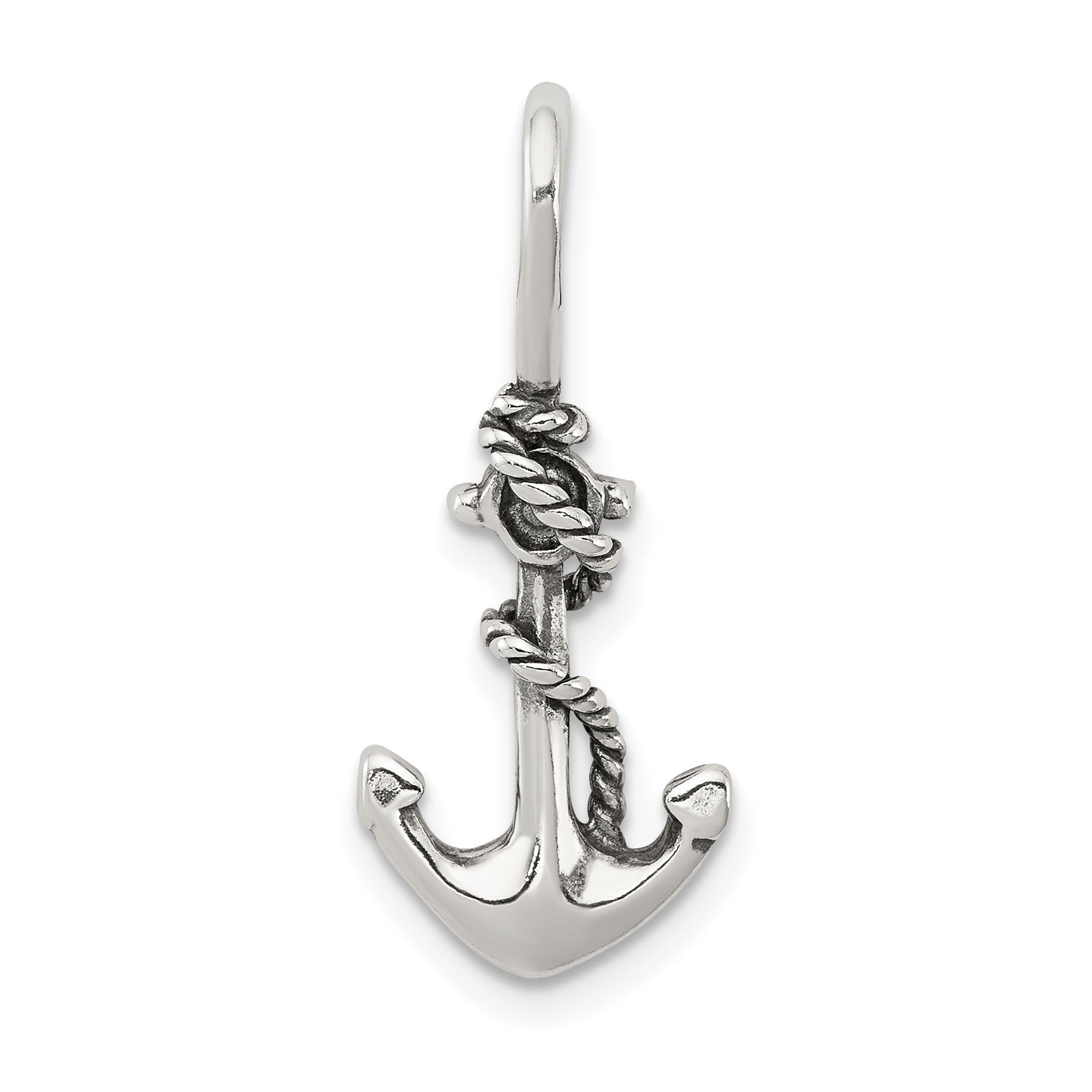 Sterling Silver Antiqued Anchor and Rope Pendant Main image