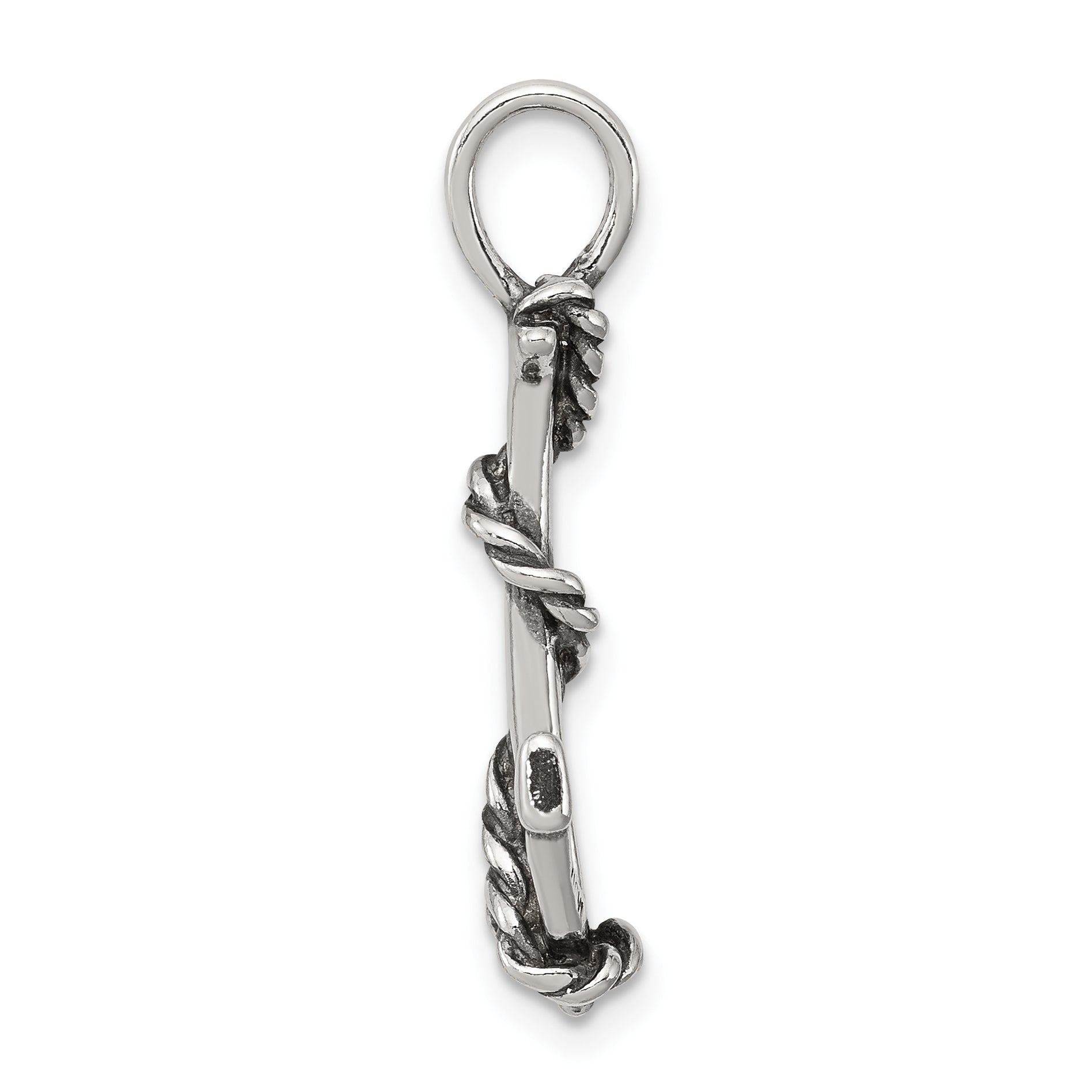 Antiqued Sterling Silver Men's Anchor and Rope Pendant by Sophia Jewelers Secondary image