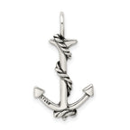 Antiqued Sterling Silver Men's Anchor and Rope Pendant by Sophia Jewelers