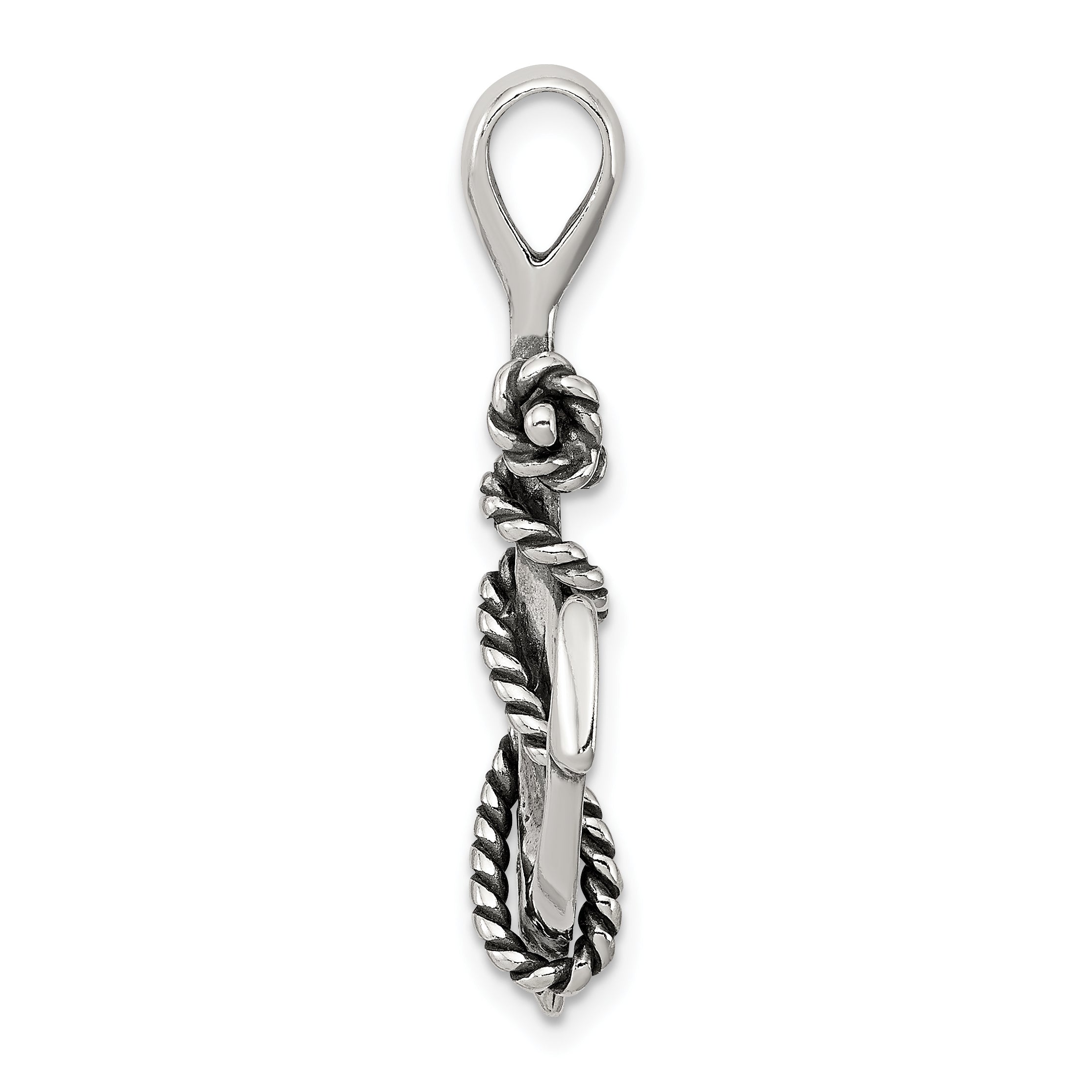 Sterling Silver 925 Men's Anchor Pendant with Antiqued Finish Secondary image