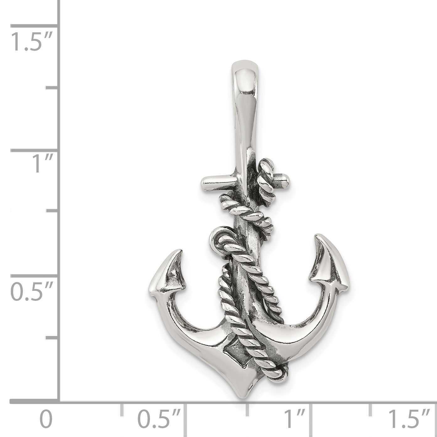 Sterling Silver 925 Men's Anchor Pendant with Antiqued Finish