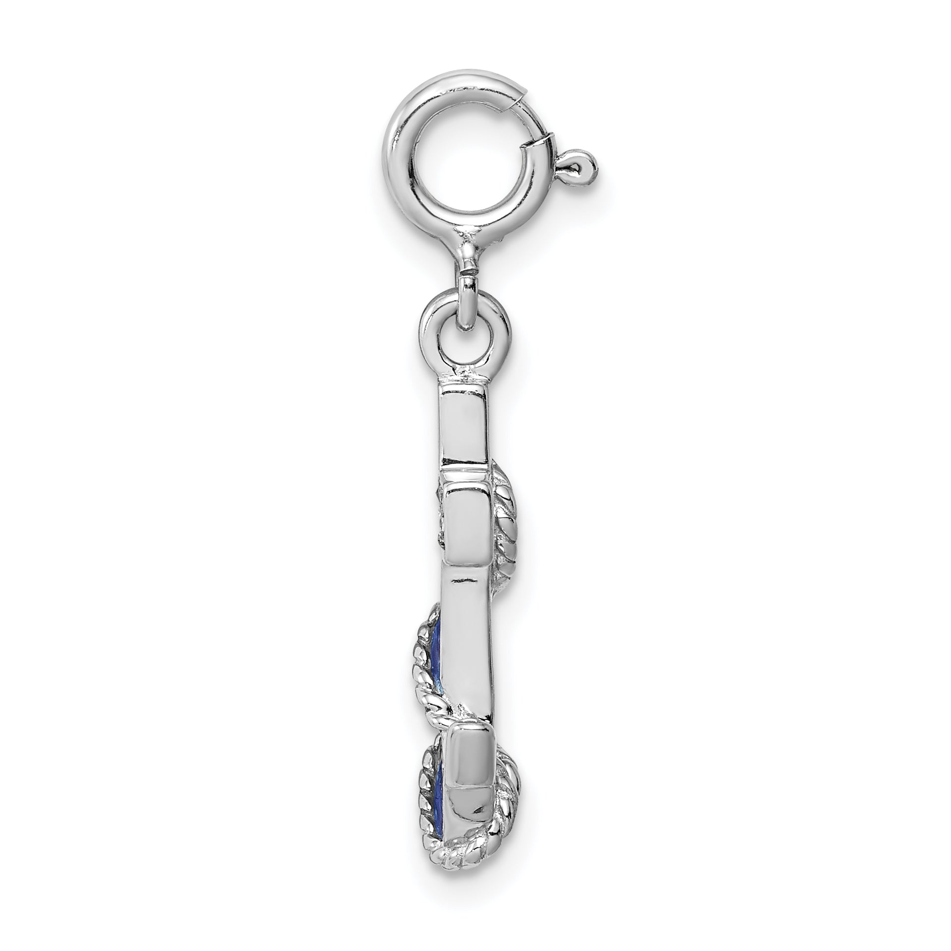 Sterling Silver 925 Anchor Charm with Blue Enamel and Crystals Secondary image