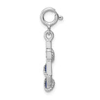 Sterling Silver 925 Anchor Charm with Blue Enamel and Crystals