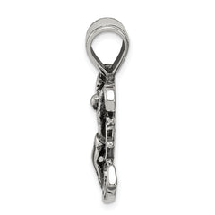 Sterling Silver 925 Antiqued Mariner's Crucifix Pendant Polished Solid