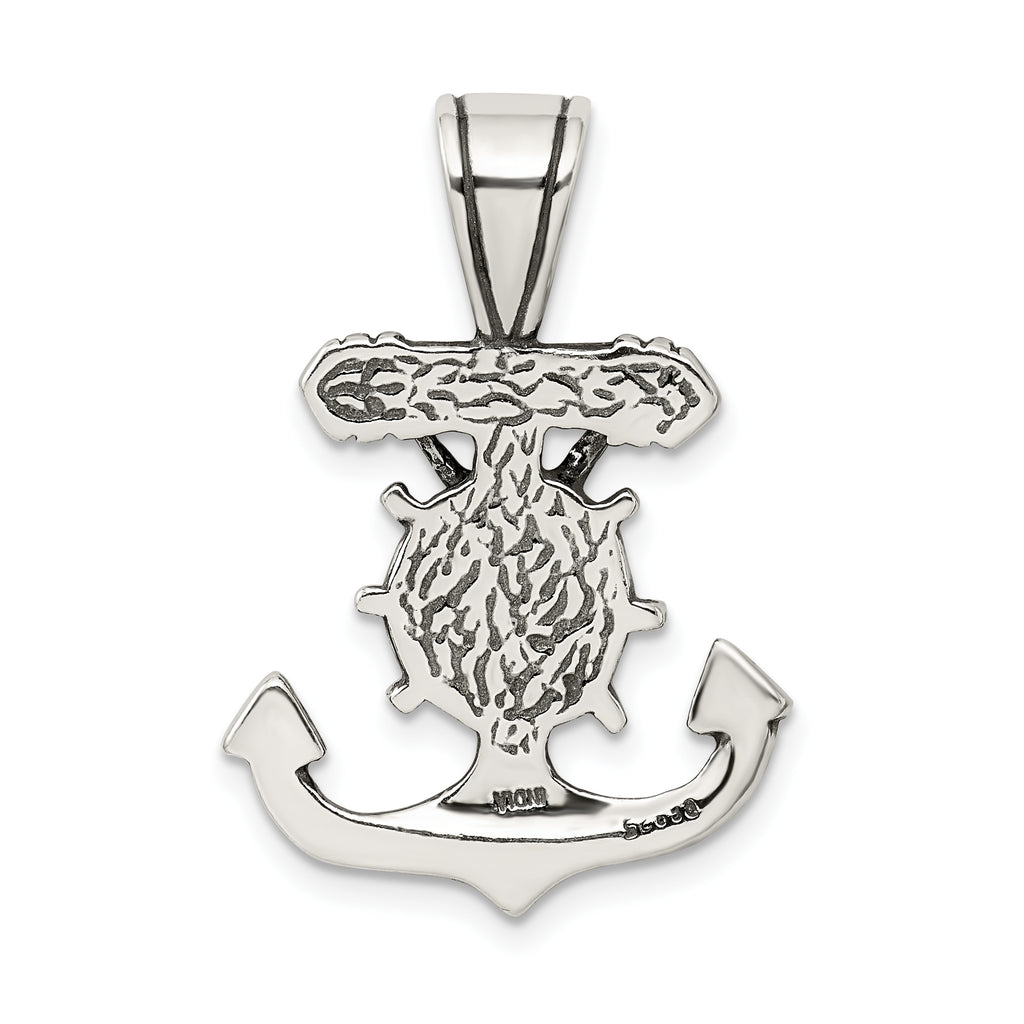 Sterling Silver 925 Antiqued Mariner's Crucifix Pendant Polished Solid