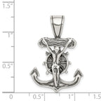 Sterling Silver 925 Antiqued Mariner's Crucifix Pendant Polished Solid