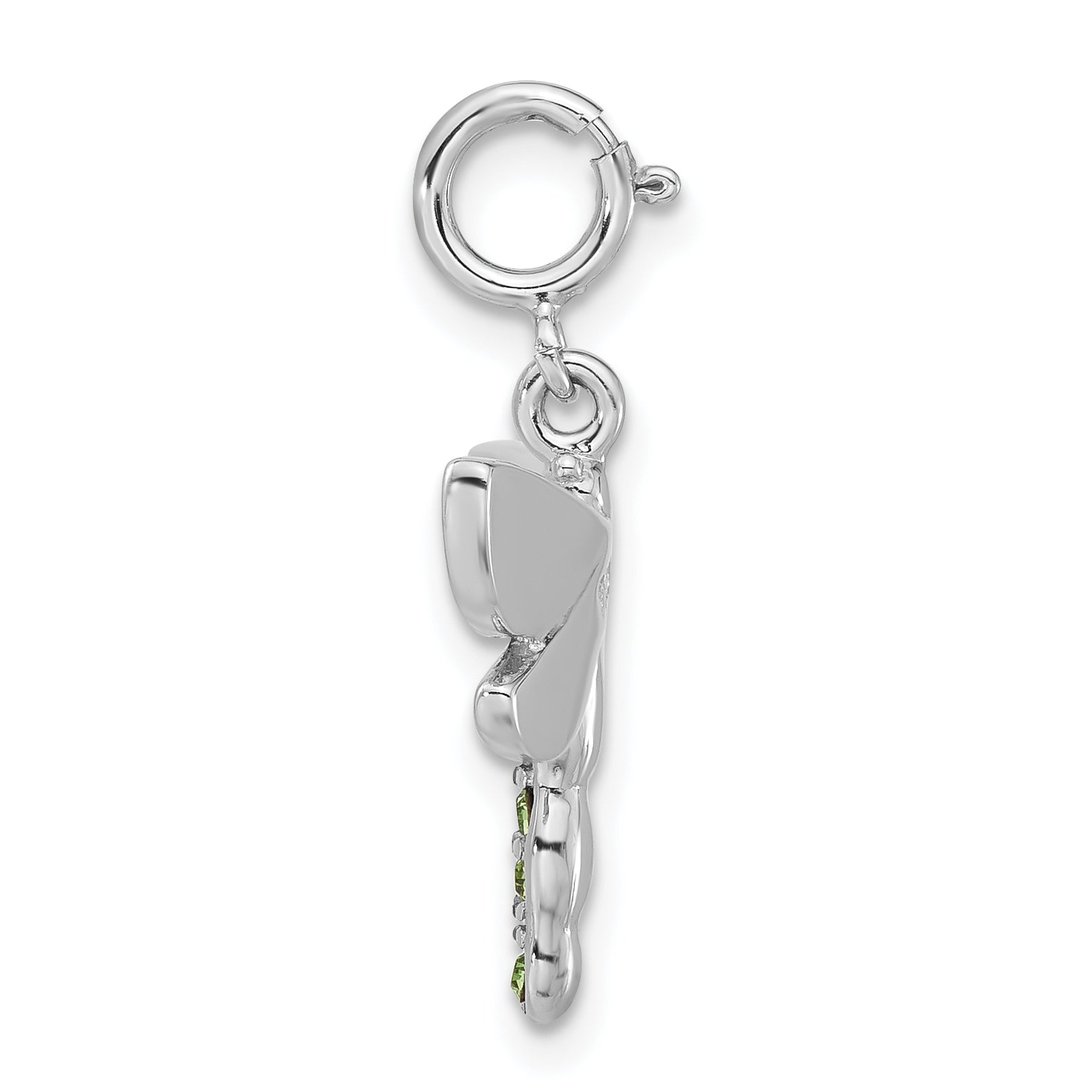 Sophia Jewelers Sterling Silver Dragonfly Charm with Green CZ Enamel Finish
