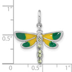 Sophia Jewelers Sterling Silver Dragonfly Charm with Green CZ Enamel Finish