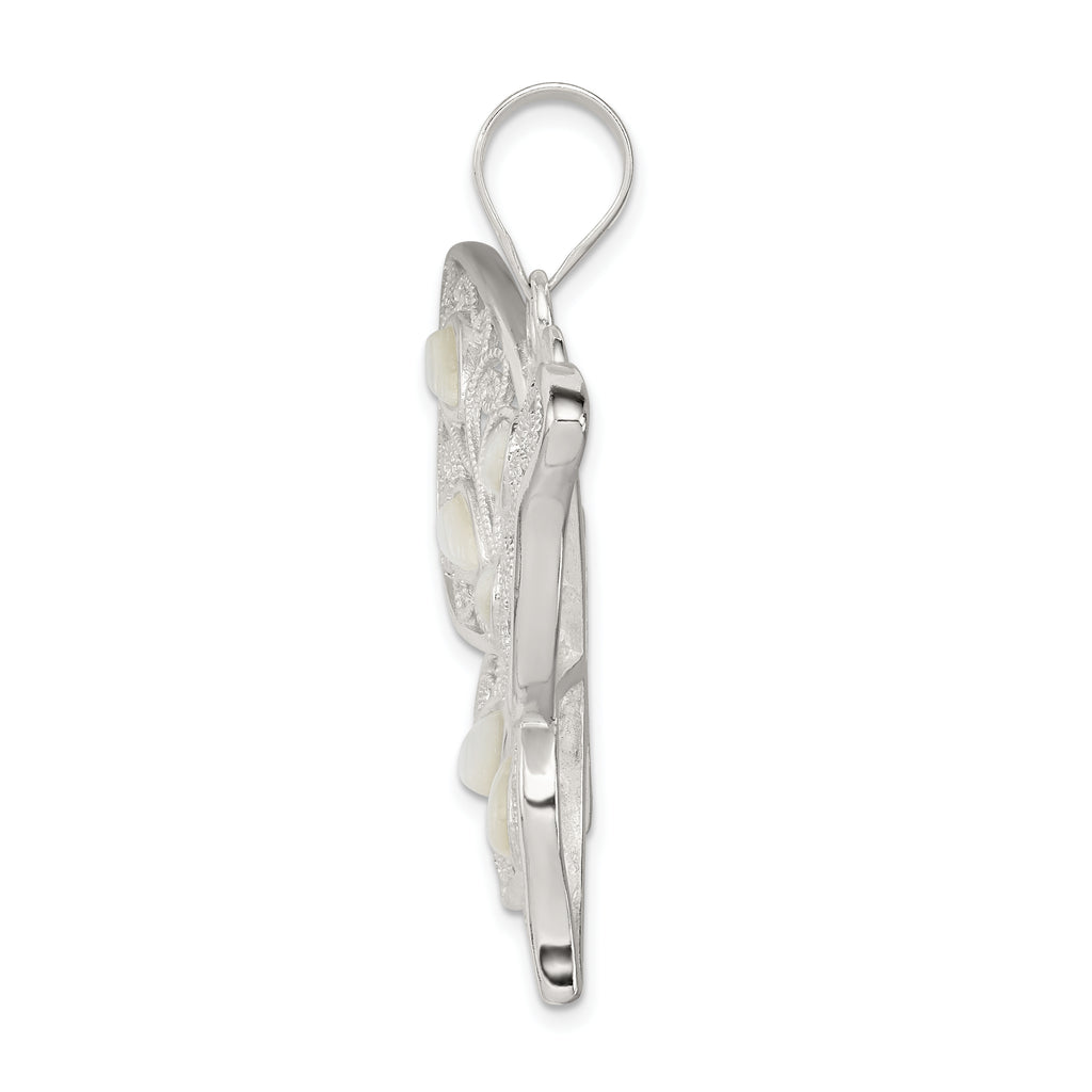 Sterling Silver Mother of Pearl Butterfly Pendant with Filigree Detailing
