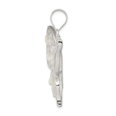 Sterling Silver Mother of Pearl Butterfly Pendant with Filigree Detailing
