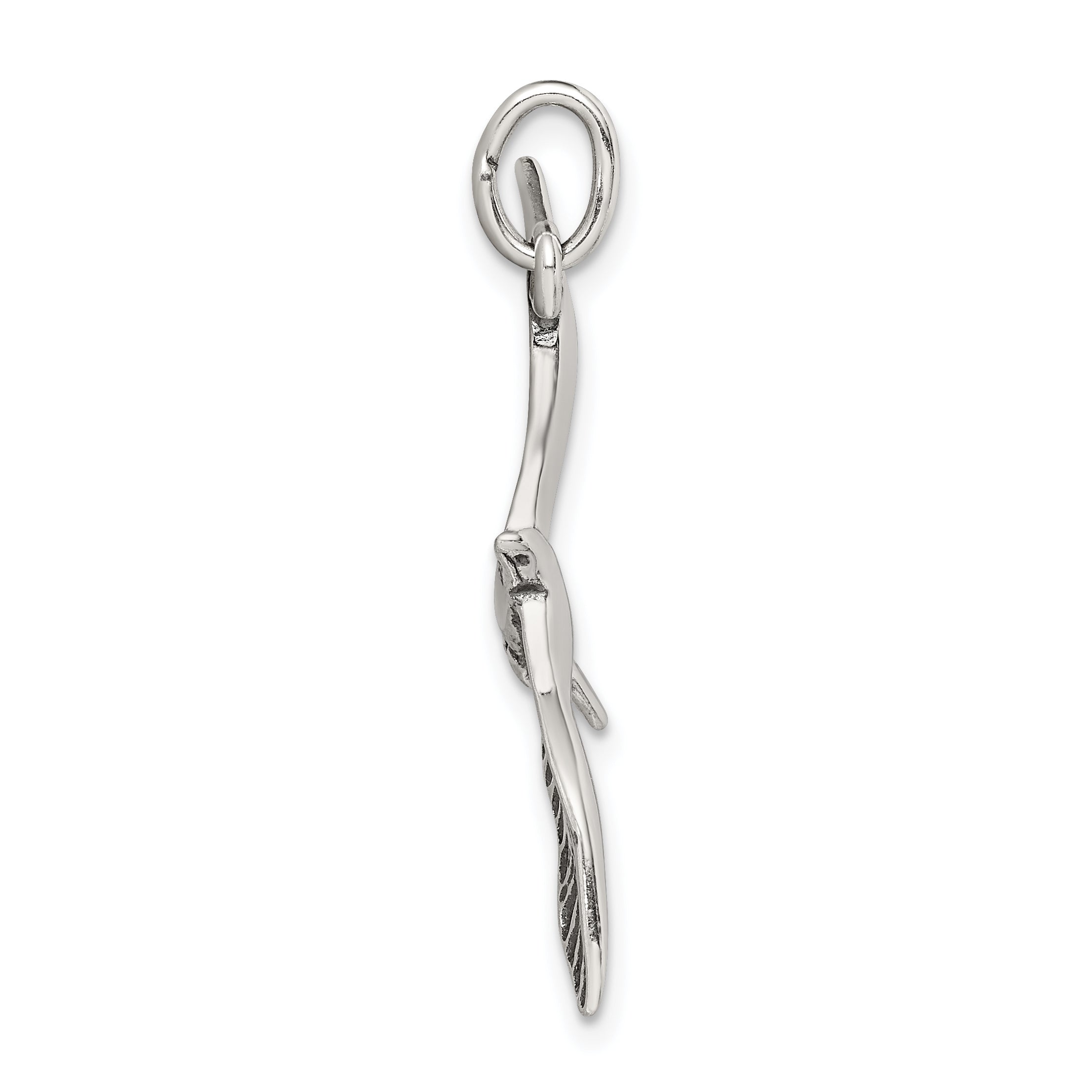 Sterling Silver 925 Seagull Charm Pendant with Antique Wing Spread Design
