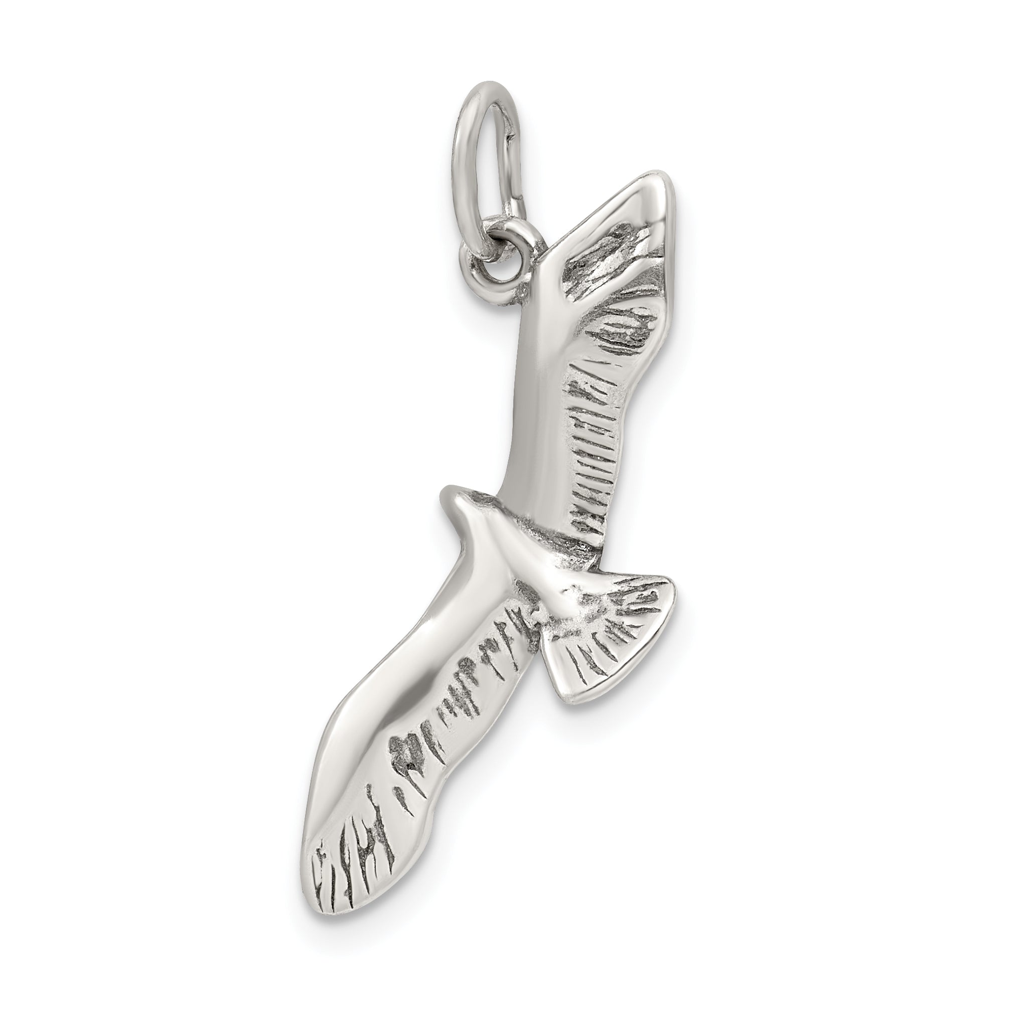 Sterling Silver 925 Seagull Charm Pendant with Antique Wing Spread Design