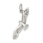 Sterling Silver 925 Seagull Charm Pendant with Antique Wing Spread Design