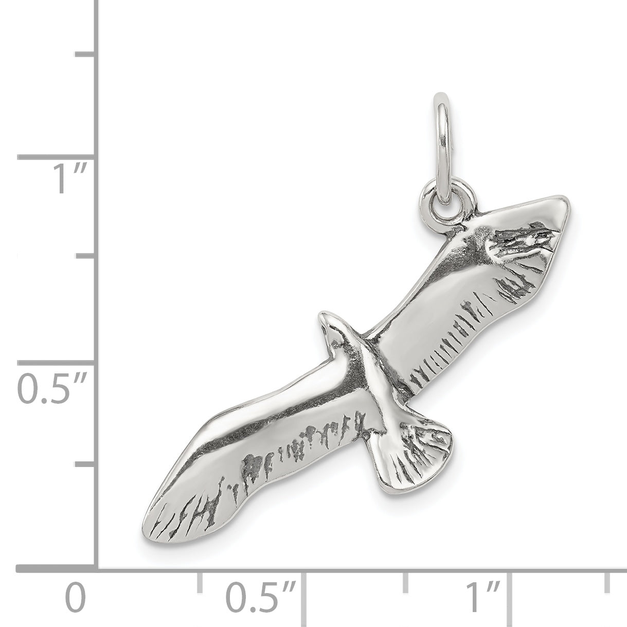 Sterling Silver 925 Seagull Charm Pendant with Antique Wing Spread Design