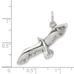 Sterling Silver 925 Seagull Charm Pendant with Antique Wing Spread Design