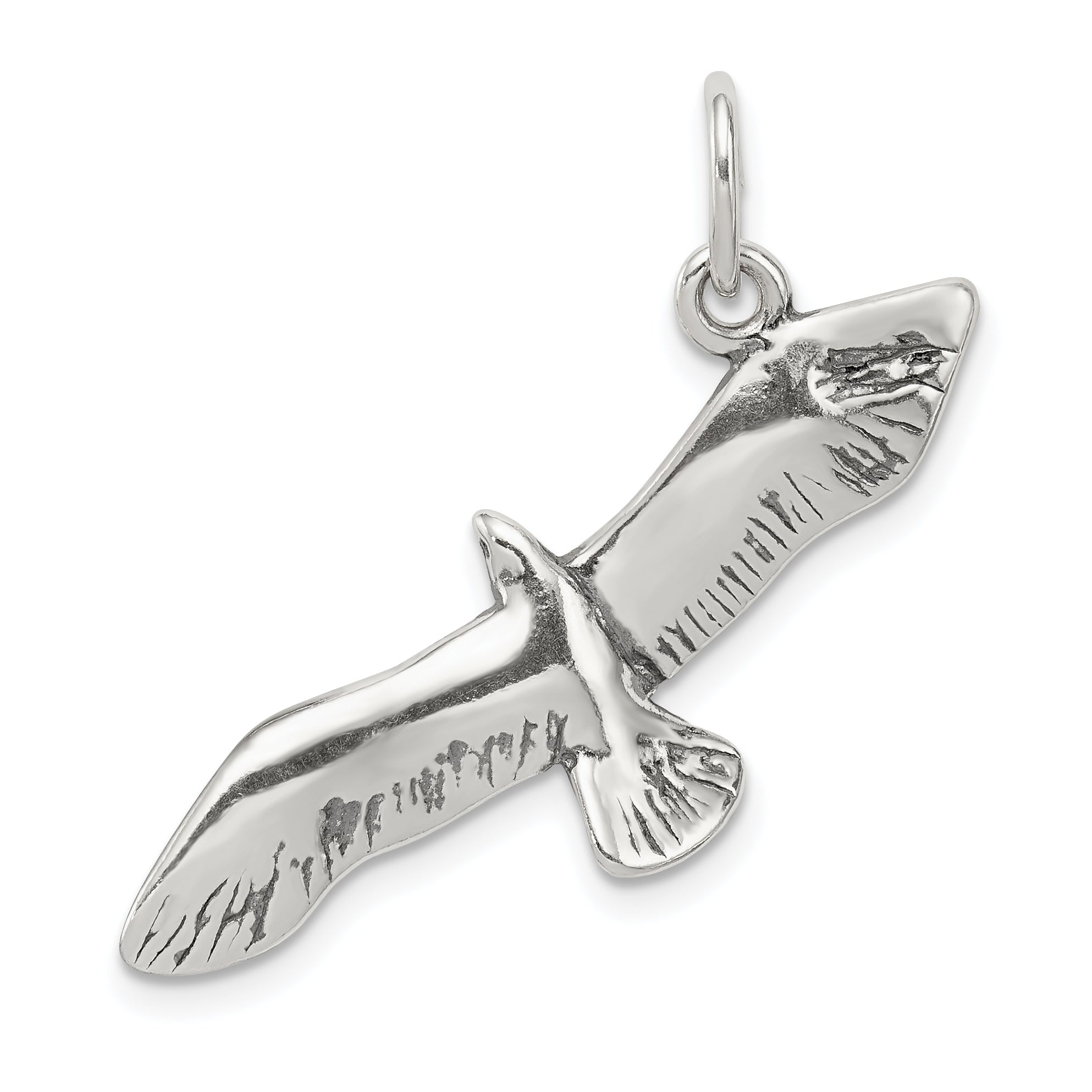 Sterling Silver Antiqued Wing Spread Seagull Charm Main image