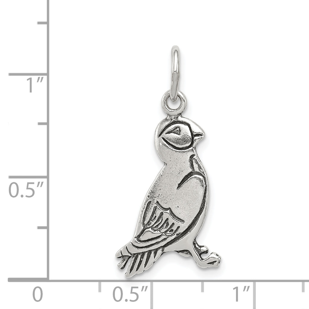 Sophia Jewelers Sterling Silver Puffin Charm with Antiqued Finish