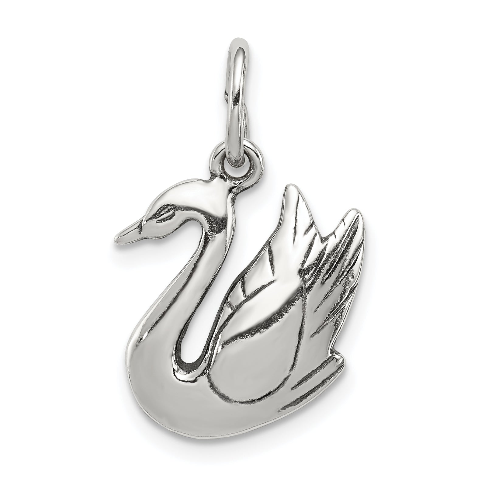 Sterling Silver Antiqued Swan Charm Main image