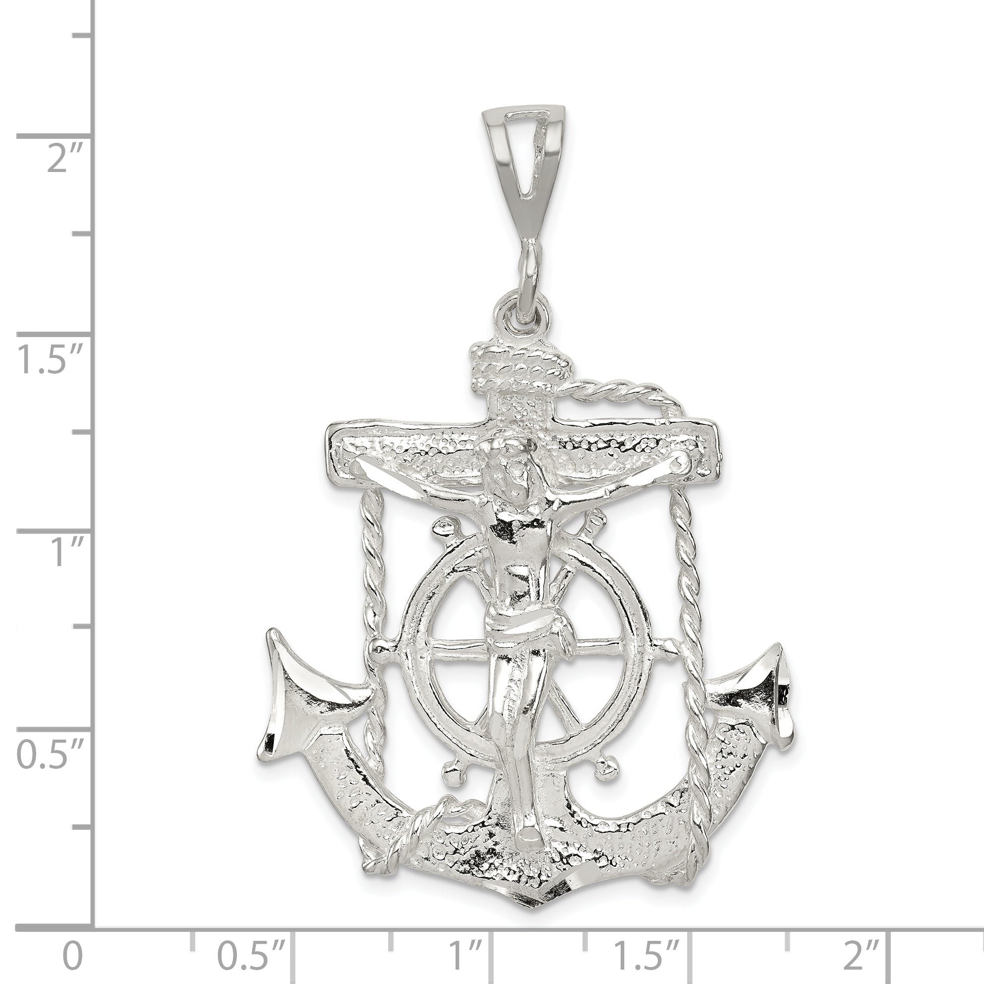 Sterling Silver 925 Mariner Cross Pendant with Polished Finish and Anti-Tarnish Coating