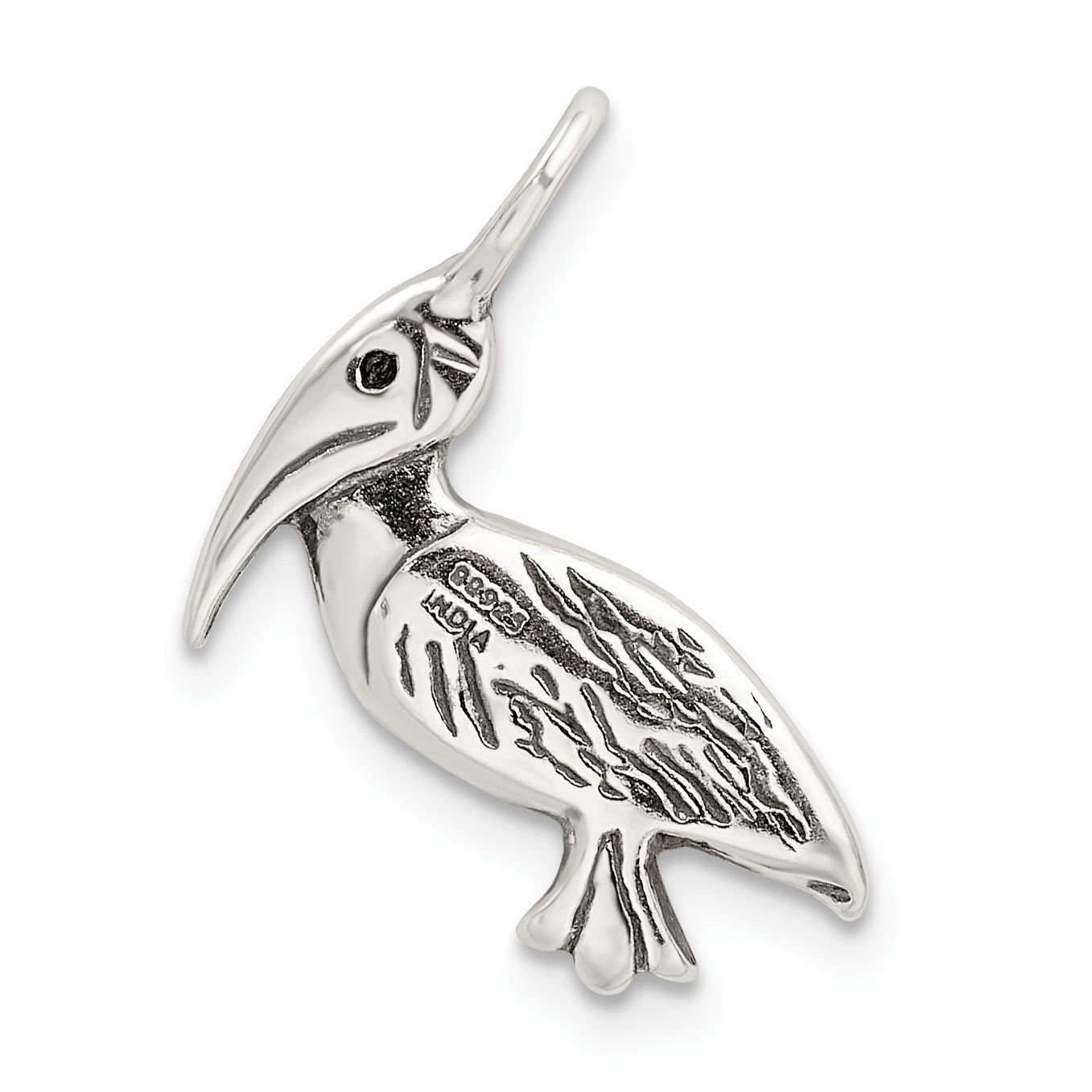 Sterling Silver 925 Pelican Pendant with Antiqued Cast Design