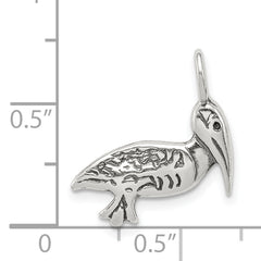 Sterling Silver 925 Pelican Pendant with Antiqued Cast Design