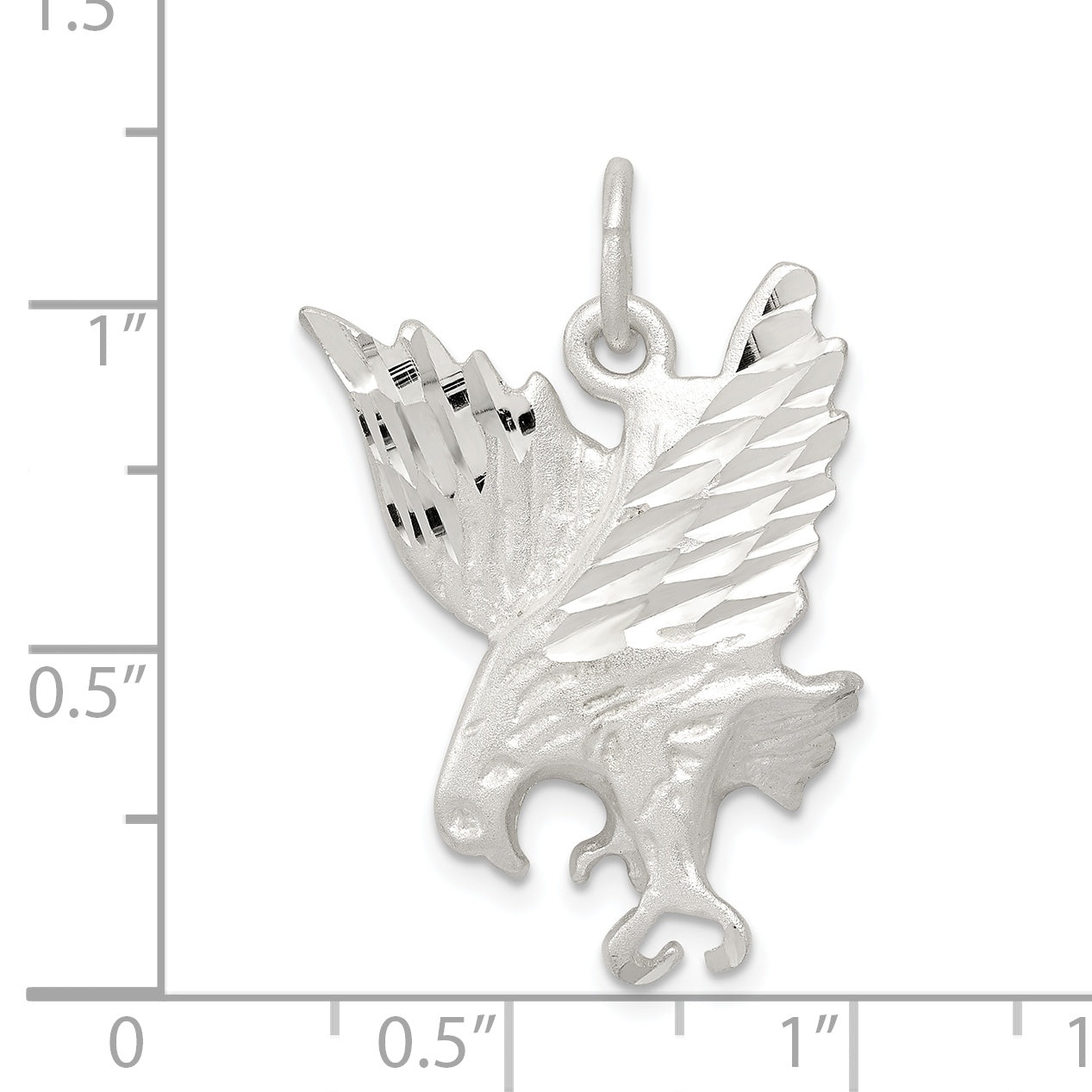 Men's 925 Sterling Silver Eagle Charm with Diamond Cut and Anti-Tarnish Finish