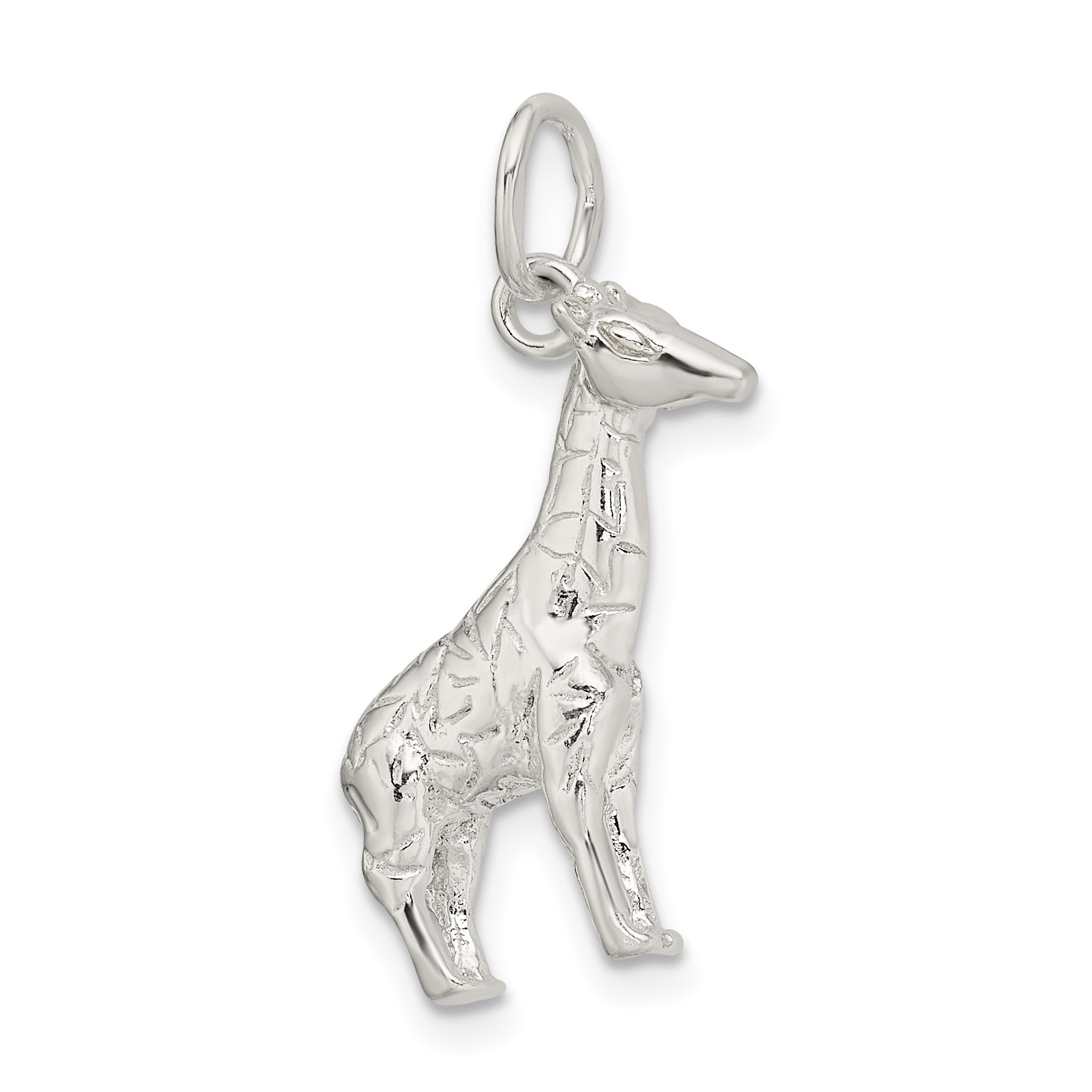 Sterling Silver 925 Giraffe Charm Solid Cast Elegant Pendant