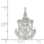 Sterling Silver 925 Mariner Cross Pendant with Polished Anti-Tarnish Finish