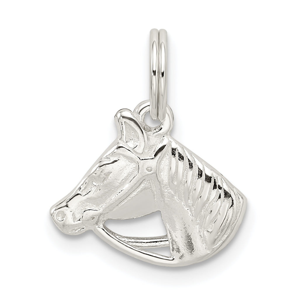 Sterling Silver 925 Horse Head Charm with Bridle Polished Finish