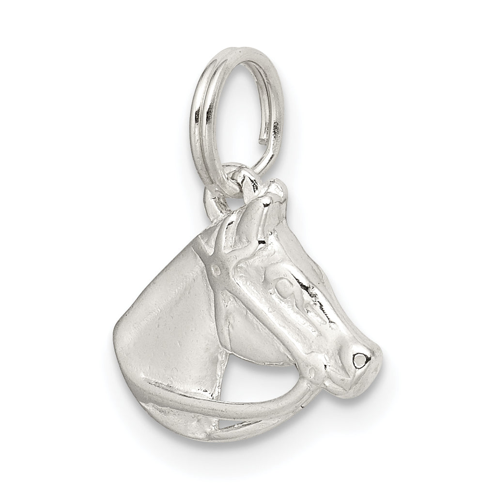 Sterling Silver 925 Horse Head Charm with Bridle Polished Finish