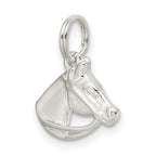 Sterling Silver 925 Horse Head Charm with Bridle Polished Finish