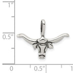 Sophia Jewelers Men's 925 Sterling Silver Bull Pendant with Antiqued Finish