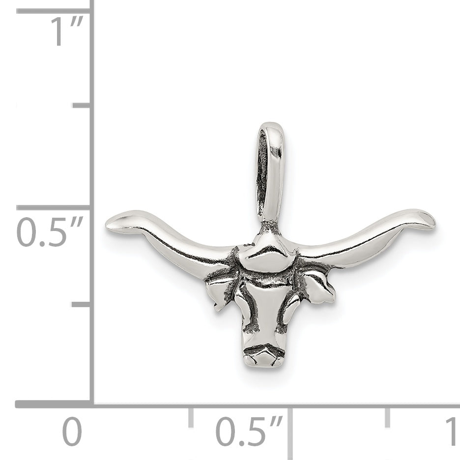 Sophia Jewelers Men's 925 Sterling Silver Bull Pendant with Antiqued Finish