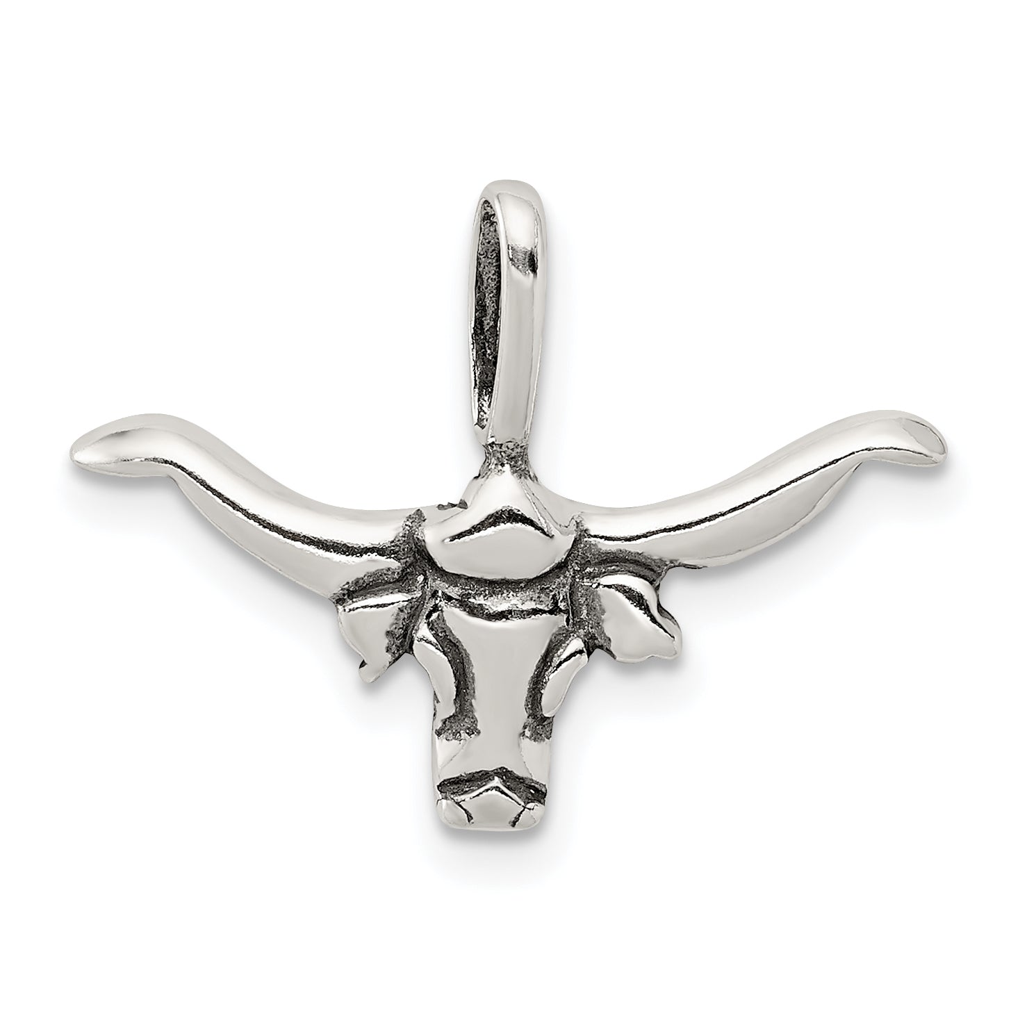 Sterling Silver Bull with Horns Pendant Main image